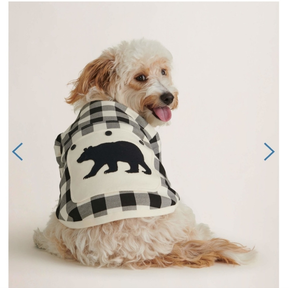 Little Blue House dog pajamas in cream plaid   size medium